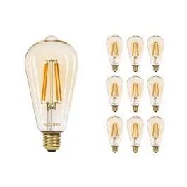 Toppris - Fordelspakke 10x Noxion Lucent LED E27 Edison filament Rav 7.2W 630lm - 822 ekstra varm hvid dæmpbar - erstatter 50W