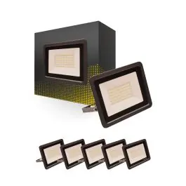 Udsalg | Fordelspakke 6x Bright Choice LED Projektør 50W 5000lm 100D - 840 Kold Hvid IP66 - Symmetrisk