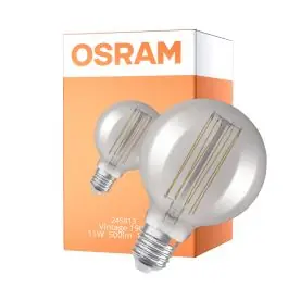 Begrænset antal | Osram Vintage 1906 LED E27 Globe Filament Smokey 95mm 11W 500lm - 818 Extra Warm White Dimmable
