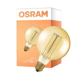 Bedste pris - Osram Vintage 1906 LED E27 Globe Filament Gold 125mm 8.8W 806lm - 822 Extra Warm White Dimmable