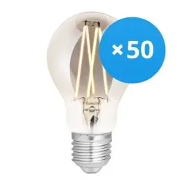 Fordelspakke 50x WiZ Smart LED E27 Pære Filament Smoke 6.5W 400lm - 820-850 Justerbar Hvid Dæmpbar - Erstatter 35W | Bestseller