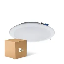 Rabat | Fordelspakke 6x Fordelspakke 6x LED Downlight Pan 24W 1920lm 840 Kold Hvid 225mm - Udsnit 195mm