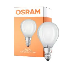 Tilgængelig nu | Osram Classic LED E14 Kugle Filament Matt 2.8W 250lm - 827 Ekstra Varm Hvid Dæmpbar - Erstatter 25W