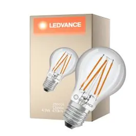 Udsalg | Ledvance Classic LED E27 Pære Filament Klar 4.9W 470lm - 827 Ekstra Varm Hvid Erstatter 40W