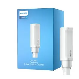 Philips CorePro PL-C LED (EM/Mains) 5.9W 660lm - 840 Kold Hvid G24d-1 2-Pinde - Erstatter 13W - Høj kvalitet