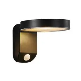 Topprodukt - Nordlux Solar Vægbelysning Rica Runde Sort 4.5W 480lm - 830 Varm Hvid Bevægelses- og Lyssensor