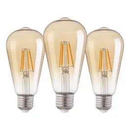 Anbefalet valg - Fordelspakke 3x Eglo LED Edison E27 Filament Rav 4W 400lm - 822 Ekstra Varm Hvid Erstatter 40W