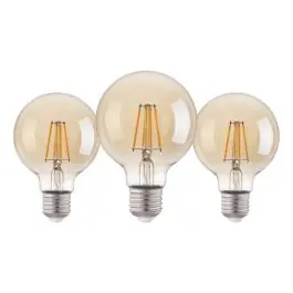Bedst sælgende | Fordelspakke 3x Eglo LED Globe E27 Filament Rav 12W 400lm - 822 Ekstra Varm Hvid Erstatter 40W