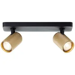Kundernes favorit - Brilliant Marty Loftlampe Aluminium Sandet Sort Guld 10W 700lm - 830 Varm Hvid Inkl. 2x GU10