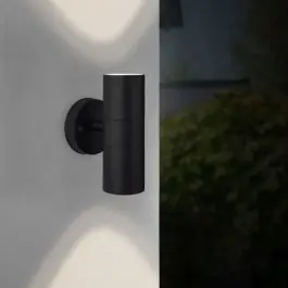 Brilliant Jandy Vægbelysning Up/Down Glas Metal Sort IP44 - Udendørs - Egnet til 2x GU10 | Bestil nu