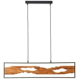 Ekspreslevering | Brilliant Chaumont Pendel Lampe Aluminium Metal Træ Sort 20W 2300lm - 830 Varm Hvid