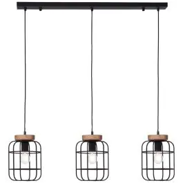 Netop kommet - Brilliant Gwen Pendel Lampe Metal Træ Sort Egnet til 3x E27