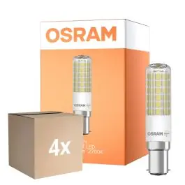 Begrænset lager - Fordelspakke 4x Osram Special T Slim LED B15d Klar 6.5W 806lm - 827 Ekstra Varm Hvid Erstatter 60W