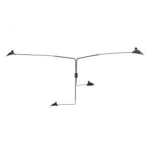 Big Wall Lamp w/4 Rotating Straight Arms af Serge Mouille - Hurtig afsendelse