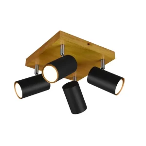 Trio Lighting Trio Lighting Marley spot 4L GU10 matsort/træ Matsort/Natur - Belysning | Rabat