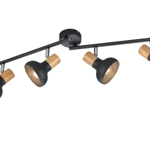 Trio Lighting Trio Lighting Latika Spotlampe 4L E14 Matsort/Træ - Belysning | Ny på lager