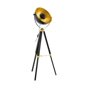 Direkte fra producenten - Eglo Gulvlampe Eglo Covaleda Sort/Messing/Guld - Belysning