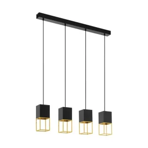 Topkvalitet - Eglo Pendel Eglo Montebaldo med 4 Lamper Sort/Guld - Belysning