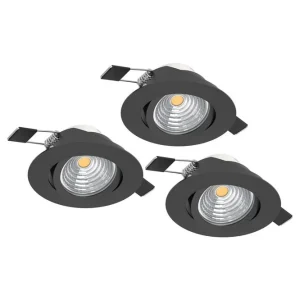 Eglo Indbygningslampe Eglo Saliceto 3 st Ø88 mm 2700K Sort Sort - Belysning | Klar til levering