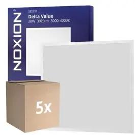 Anbefalet valg | Fordelspakke 5x Noxion LED Panel Delta Value V5 Backlit 28W 3920lm - 830-840 CCT 60x60cm - UGR