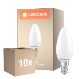 Anbefalet valg - Fordelspakke 10x Ledvance Classic LED E14 Kerte Matt 3.4W 470lm - 827 Ekstra Varm Hvid Dæmpbar - Erstatter 40W