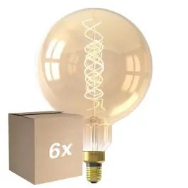 Fordelspakke 6x Calex XXL Mega Guld Globe LED E27 G200 Filament 3W 250lm- 822 Ekstra Varm Hvid Dæmpbar | Stærkt tilbud