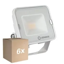 Udsalg - Fordelspakke 6x Ledvance LED projektør Kompakt Hvid 10W 1000lm 100D - 840 kold hvid IP65 - symmetrisk