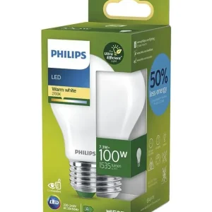 E27 - Philips LED Pære - 7.3W - 1535lm - 2700K - Mat - A-lyskilde - Kundernes favorit