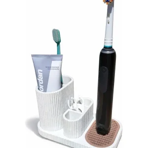 Simiu - DENTIA - Oral-B Tandbørste Opbevaring - Hvidmarmor/Lerbrun | Godt tilbud