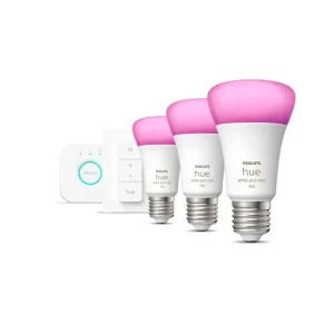 Sikker betaling - Philips Huewhite color ambiance startsæt E27, 3 lyskilder, 1 bridge, 1 switch, bluetooth