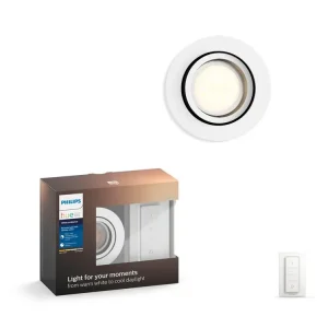 Philips HueMilliskin Round Indbygningsspot med lysdæmperkontakt, White ambiance, Hvid - Topprodukt