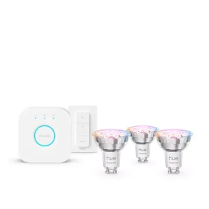 Kun i dag | Philips HueEssentielt startsæt 3 x GU10 pærer (345 lm) + Hue Dimmer switch