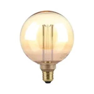 Anbefalet valg - E27 4W G125 Art Filament LED pæreAmber glas, 1800K, laser graveringer, varm hvid filament
