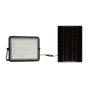 120W Solcelle LED projektør med panel1200lm, IP65, inkl. fjernbetjening, sort, udendørs - Bestil nemt
