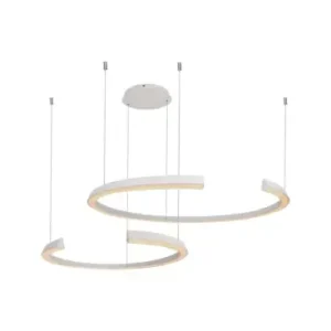 48W LED designer pendelHvid, Triac dæmpbar, 5150lm, to halvmåner, 110x80cm | Direkte fra producenten
