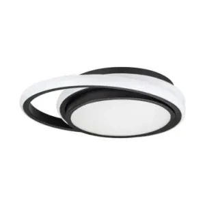 24W LED designer loftlampeØ31cm, 4000K, sort, dobbelt cirkel design, IP20 - Kan bestilles