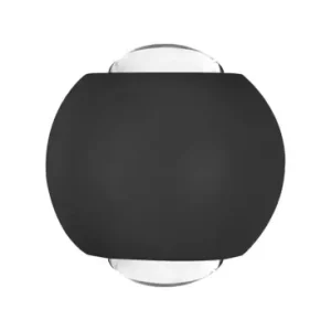 2W LED COB væglampe, op/ned lysIP54, sort aluminium, 3000K, 4,2 x 4 cm | Kampagnepris