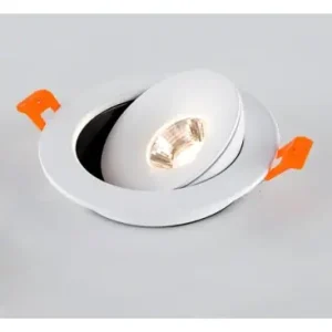 6,5W Ø10,9cm 360° indbygningsspot RA98Hul Ø8,5 cm, Mål Ø10,9 cm, 360 grader justerbar, hvid kant | Tilbud