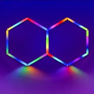 37W Hexagon RGBIC 2 felter komplet sætInkl. bluetooth controller og strømforsyning - Toppris