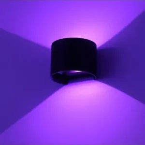 Spar nu | 6W VæglampeIP65, Rund, RGB + CCT Tuya, Sort, Op/ned, Justerbar, Inde / ude, Inkl. lyskilde