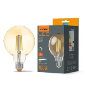 Direkte fra fabrikken - E27 7W dæmpbar LED pæreG95, Amber glas, Filament, 2200K, Erstat 53W