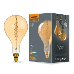Kampagnetilbud - E27 8W dæmpbar LED pærePS160, spiral filament, amber glas, 1800K, 500lm