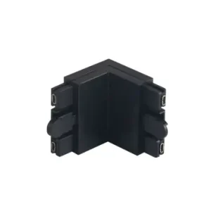 Kun i dag - L-formet magnetisk skinne-samler, sort30x30x24 mm, IP22 indendørs, 3 års garanti