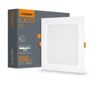 12W Firkantet LED indbygningspanel4000K, Hul 14,5 x 14,5 cm, Mål 17,5 x 17,5 cm, hvid kant - På lager
