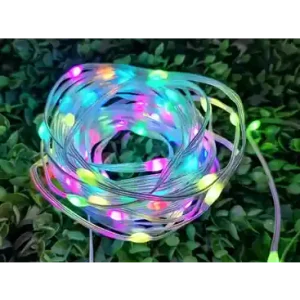 Tilbudspris - 10m RGBIC LED lyskæde5V USB, 100 LED, klar ledning, fjernbetjening + bluetooth