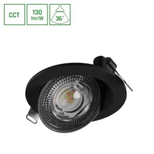 6,5W Ø10,5cm MOBILO LED downlightCCT, 850lm, 36°, IP20, sort - Sidste chance