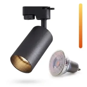 Topprodukt - Dim to warm GU10 skinnespotInklusiv 6W Dimtowarm pære, Sort, 1-faset, 1F2W
