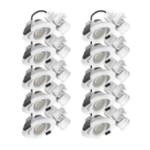 10x 7W lavprofil indbygningsspot RA96DimToWarm+CCT, Hul Ø6,8 cm, Mål Ø8,3 cm, hvid kant, dæmpbar | Premium