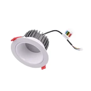 13W Ø11,4cm indbygningsspot RGB+CCT RA9324V DC, Hul Ø9,5 cm, Mål Ø11,4 cm, Hvid kant | Nem betaling