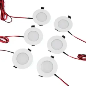 6 stk. 12V downlight2,5W, rund, inkl. kopbor og quick connector, til båd mm. | Kun i begrænset tid